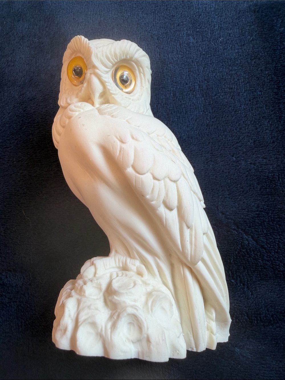 Cream Owl Figurine with Amber Eyes